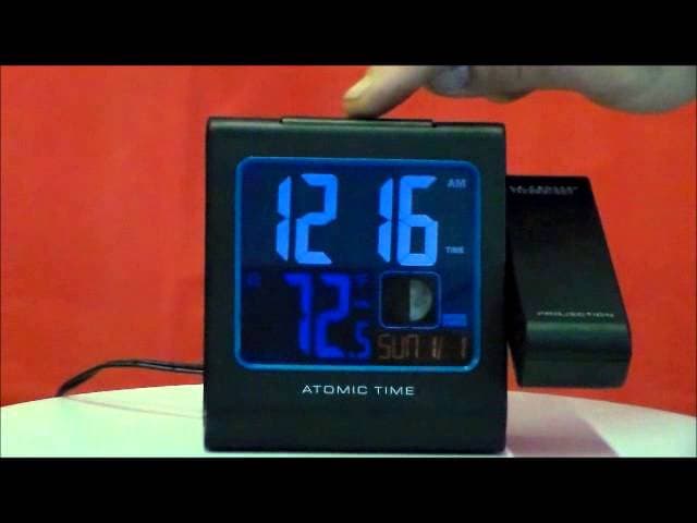 La Crosse 616-146A Atomic Projection Alarm Clock with Indoor Temperature, Moon Phase & Phone Charger
