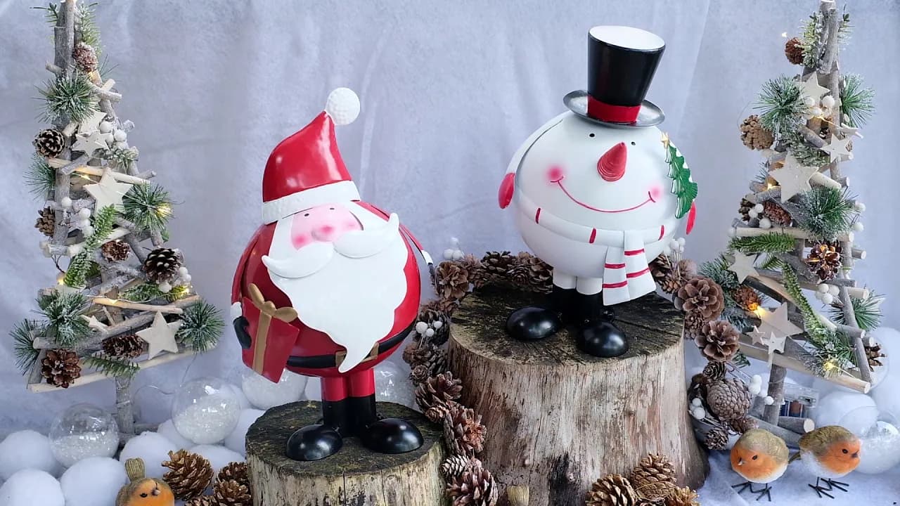 Bobbing Santa and Snowman Christmas Decoration for Outdoors or Indoors