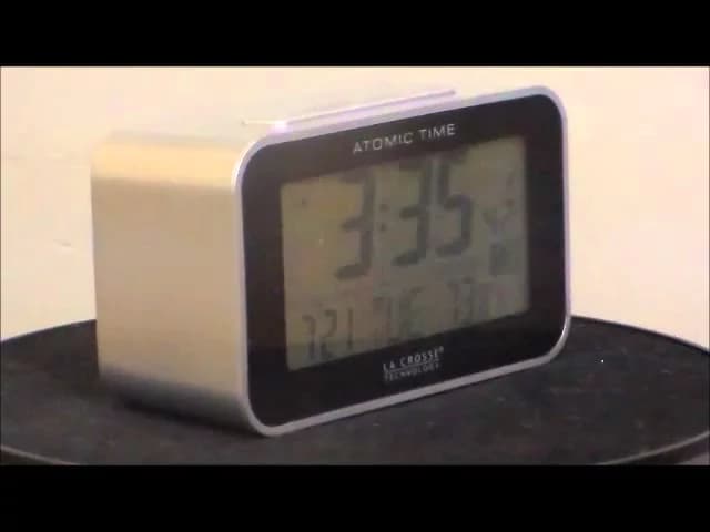 La Crosse 617 1270 Atomic Alarm Clock with Calendar, Indoor Temperature and Moon Phase