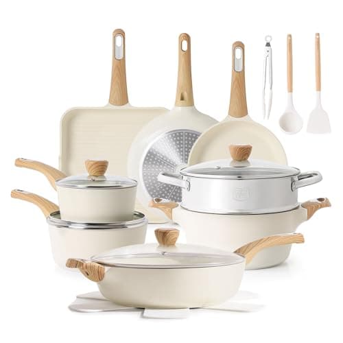 SENSARTE Ceramic Cookware Sets, Pots and Pans Set Nonstick, 20-Piece Induction Cookware, Non-toxic Healthy Non Stick Kitchen Cooking Set with Stay-Cool Handles, PFAS PTFE PFOA PFOS Free