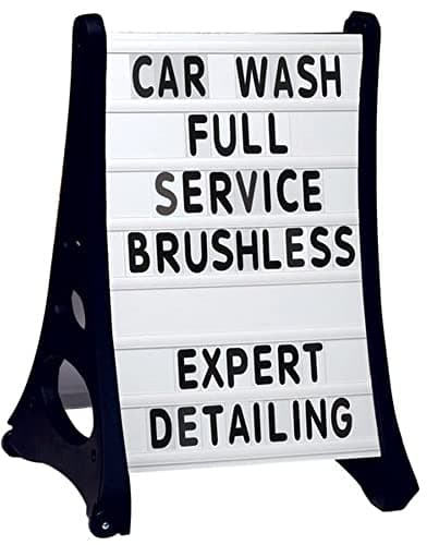 Aarco RAF-1 Roll A-Frame Double Sided Sidewalk Sign with Bright White Changeable Letterboard, Includes One Standard Set of 354 4" Characters, Quick Load Panel Slots, Board Size 36"H x 24"W