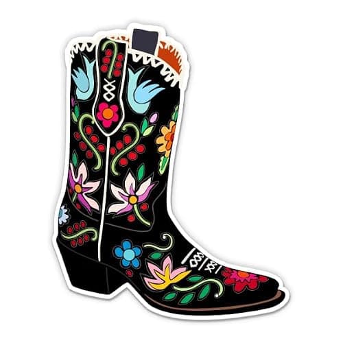 Cowboy Boot - 5" Vinyl Sticker - for Car Laptop - Colorful Texas Western Ranch Cowgirl Decal