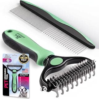 Pat Your Pet Deshedding Brush & Metal Comb Grooming Combo for Cats & Dogs | Detangles and demats, skin-friendly teeth, suits long and short hair, cats and dogs