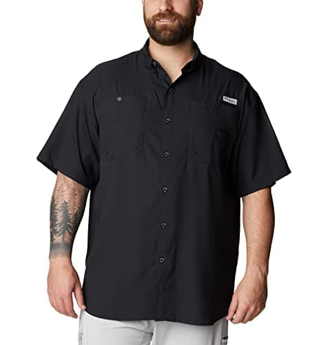 Columbia Mens PFG Tamiami II Short Sleeve Fishing Shirt, Black, 3X
