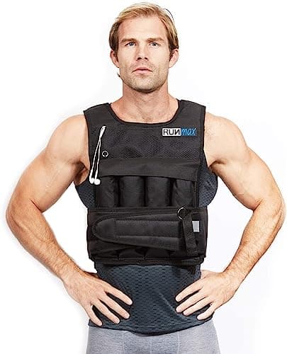 RUNMax Weighted Vest, 6lb/8lb/10lb/12lb/16lb/20lb/40lb/50lb/60lb/50lb/60lb/80lb/100lb/120lb/150lb Weight Vest for Workout, Strength Training, Running, Fitness, Muscle Building, Weight Loss, Weightlifting