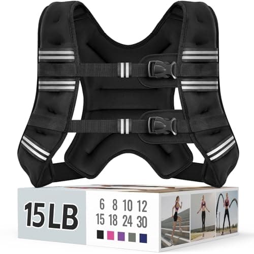Zeerun Weighted Vest, 6/8/10/12/15/18/20/24/30LB for Men Women, 15LBS-Black