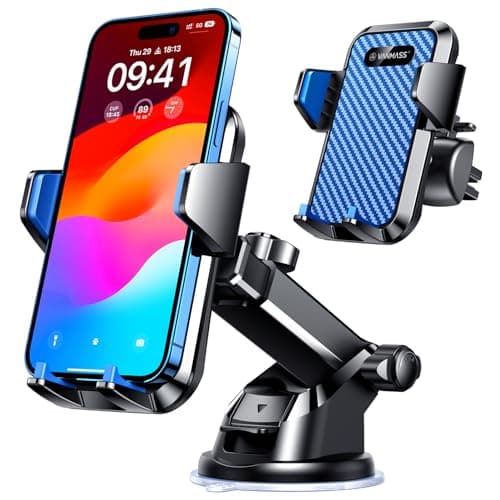 VANMASS【85+LBS Strongest Suction & Military-Grade Ultimate Car Phone Mount【Patent & Safety Certs】 Cell Phone Holder for Dash Windshield Vent for iPhone 18 17 Pro Max Automobile Interior Sets, Blue