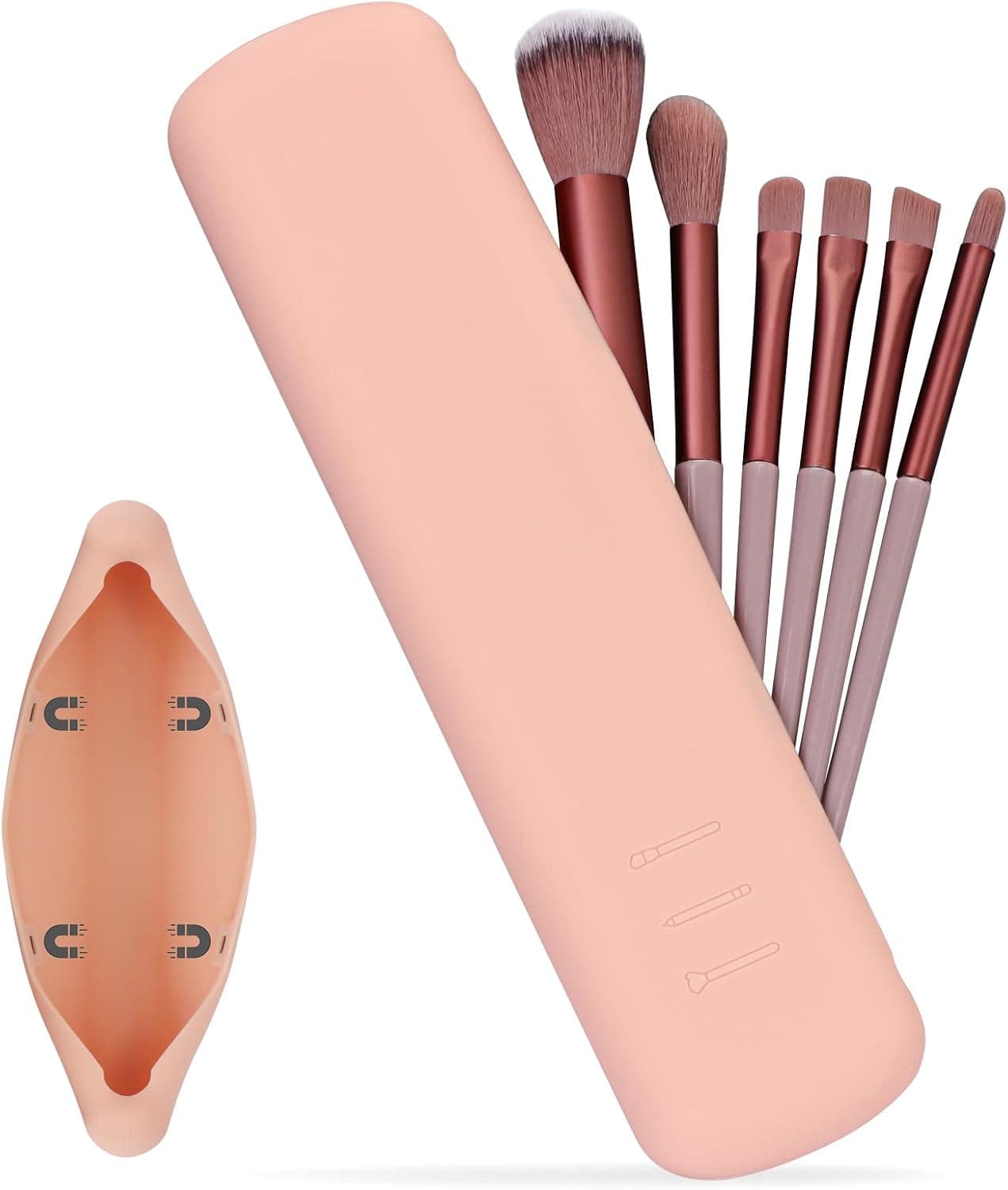 Unaone Makeup Brush Holder, Portable Travel Silicone Cosmetics Brush Holder Makeup Brush Organizer