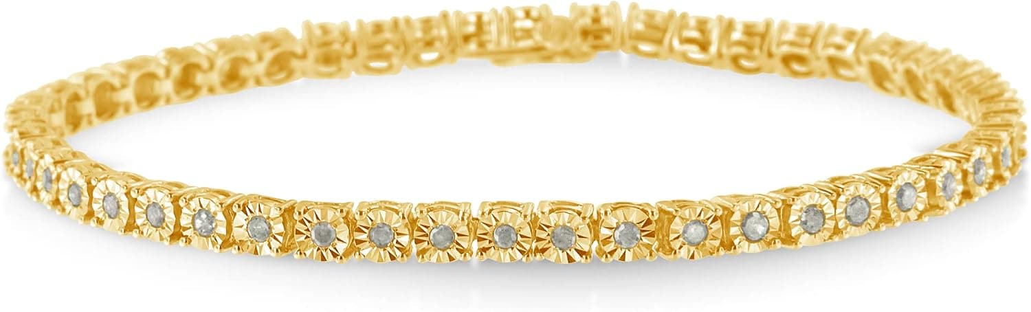 .925 Sterling Silver 1.0 Cttw Blue Diamond Link Tennis Bracelet - Choice of Style Type and Diamond Color