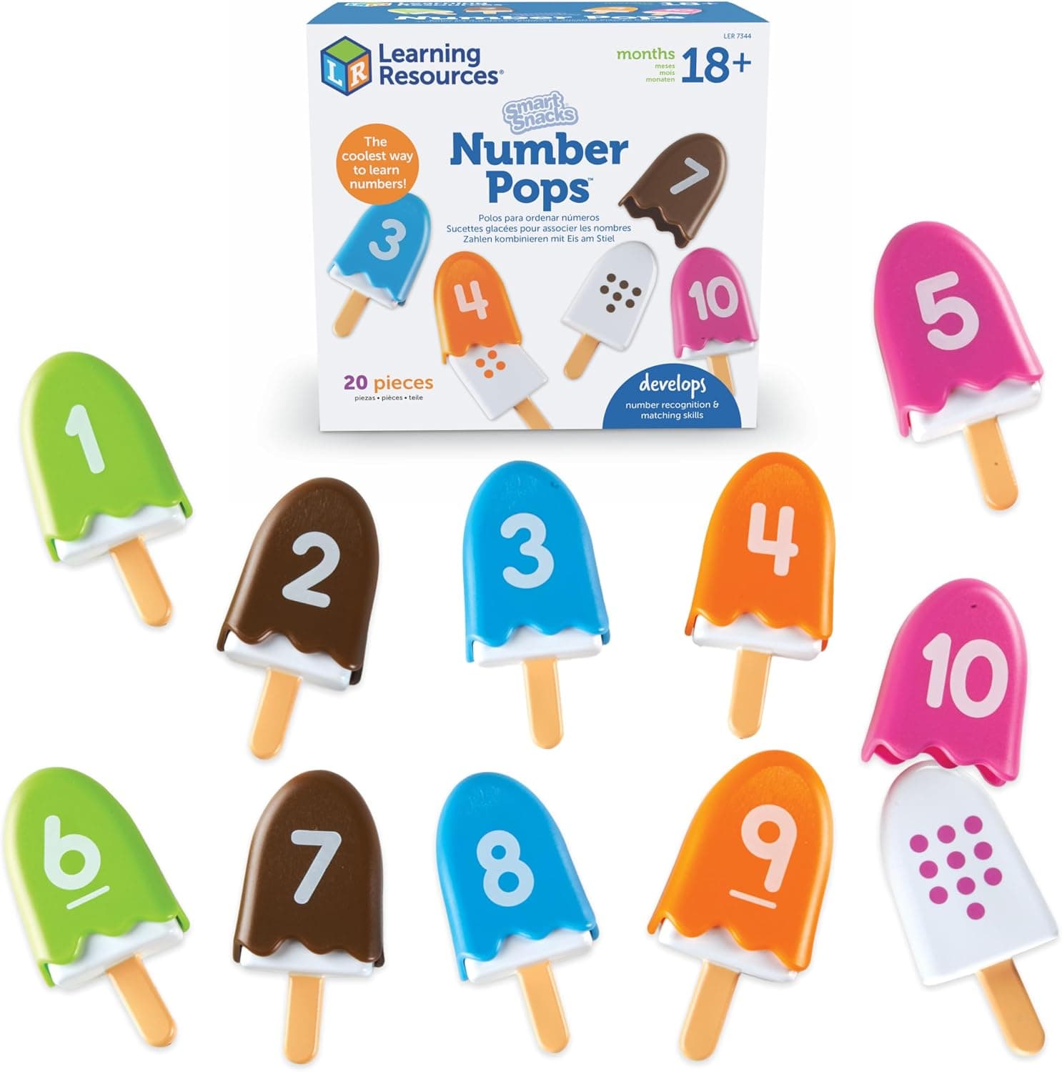 Learning Resources Smart Snacks Number Pops - 20 Pieces, Ages 2+,Toddler Number Learning Toys, Preschool Math Games, Fine Motor Toys, Numbers for Kids