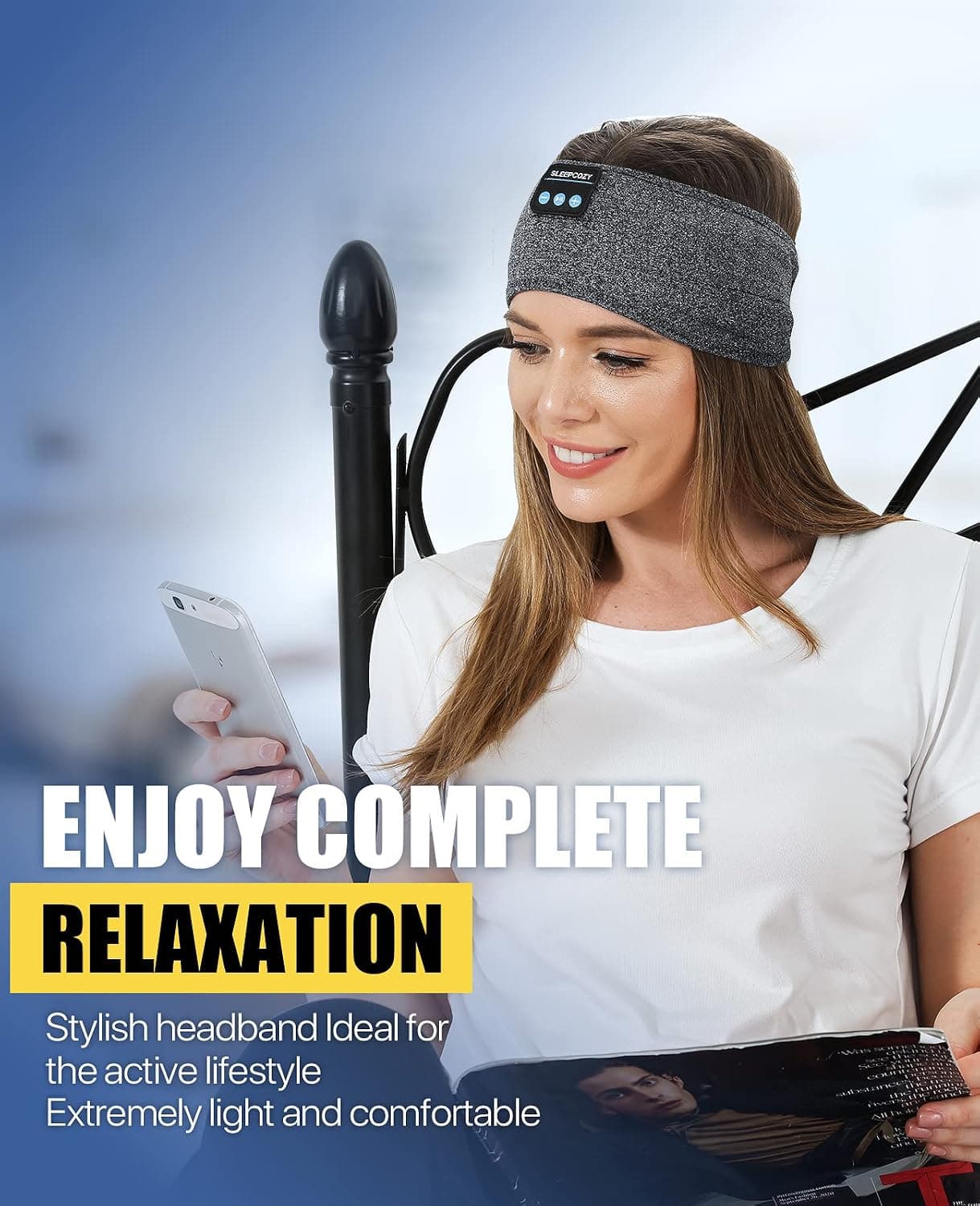 ASMRBAND Sleep Headphones, Cozy Wireless Headphone Headband,Noise Cancelling Headphones for Sleeping, Headphone Band Built in Speakers Perfect for Side Sleepers,Workout,Running,Yoga,Travel,Insomnia