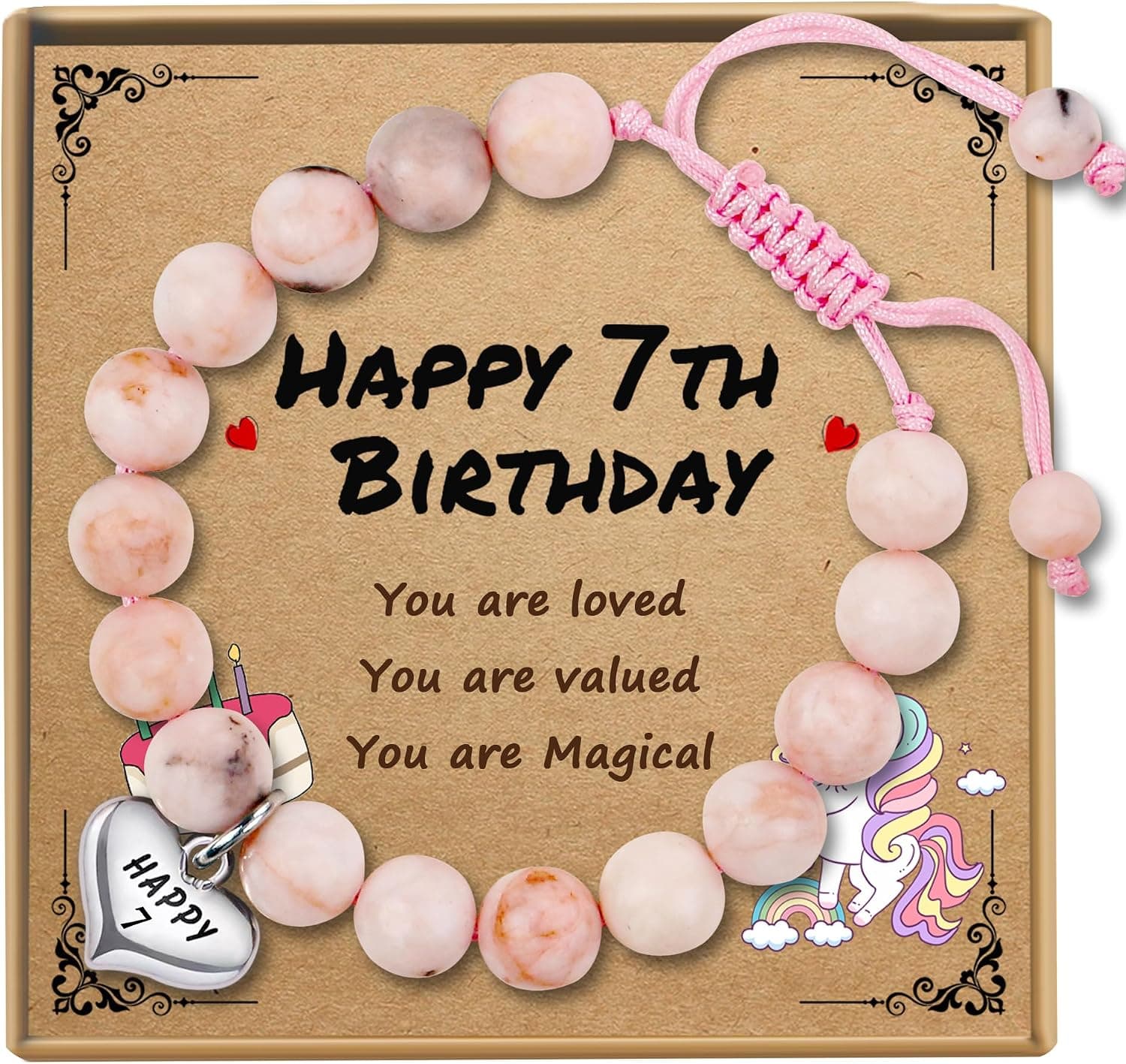 Sereney Birthday Gifts for Girls, Beaded Bracelets as 1 3 4 5 6 7 8 9 10 11 12 13 15 16 Year Old Birthday Gift, Adjustable Stone/Pearl Bracelet as Happy Birthday Gifts for Daughter Granddaughter Niece